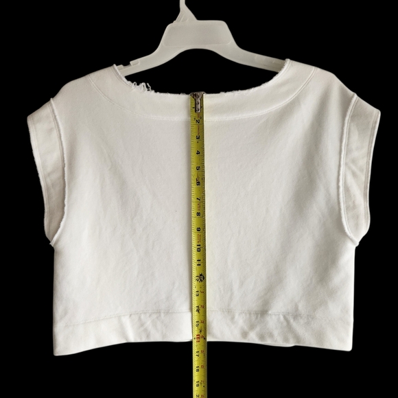 Anthropologie Drop Shoulder Crop Top Ivory Size Small - Picture 11 of 16